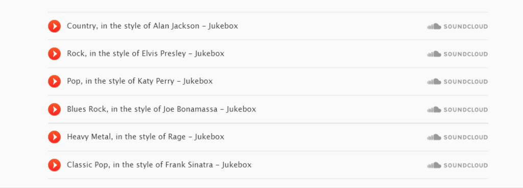 OpenAI JukeBox Genres