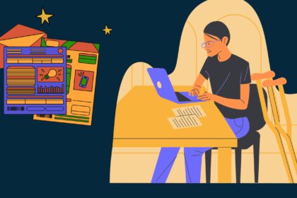 Writesonci AI Writing Tool Illustration - Man at Desk