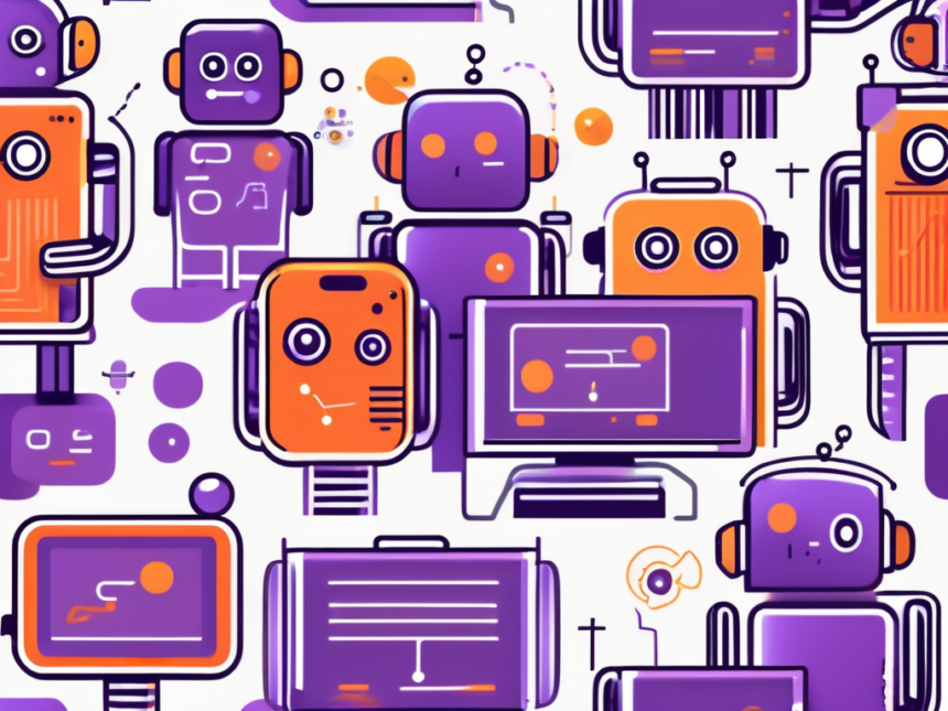 Several stylized chatbot icons